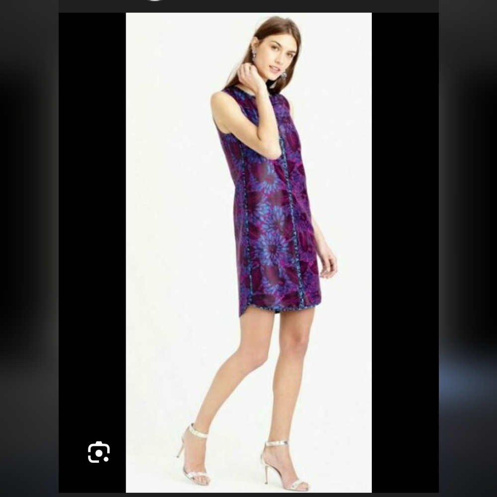 J. Crew Purple Floral Sleeveless Shift Dress